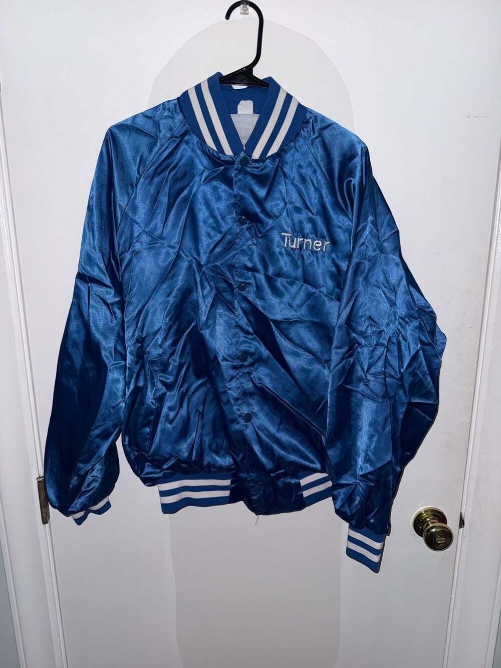 Vintage Hartwell Satin Bomber Jacket Blue Embroidered Turner